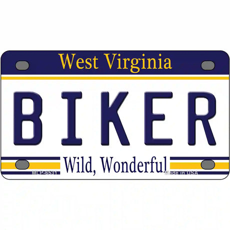 Biker West Virginia Novelty Metal License Plate 4" x 2.2" (MLP)