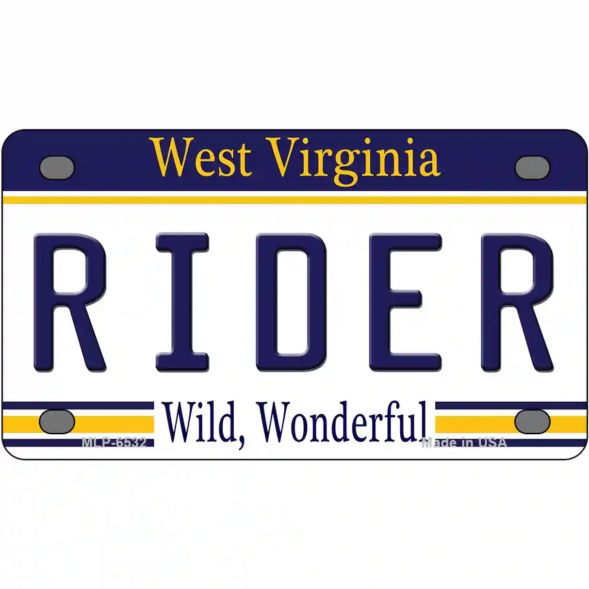 Rider West Virginia Novelty Metal License Plate 4" x 2.2" (MLP)