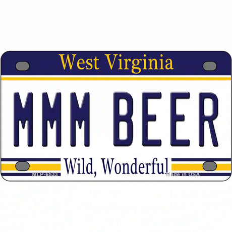 MMM Beer West Virginia Novelty Metal License Plate Tag 4" x 2.2" (MLP)