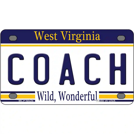 Coach West Virginia Novelty Metal License Plate 4" x 2.2" (MLP)