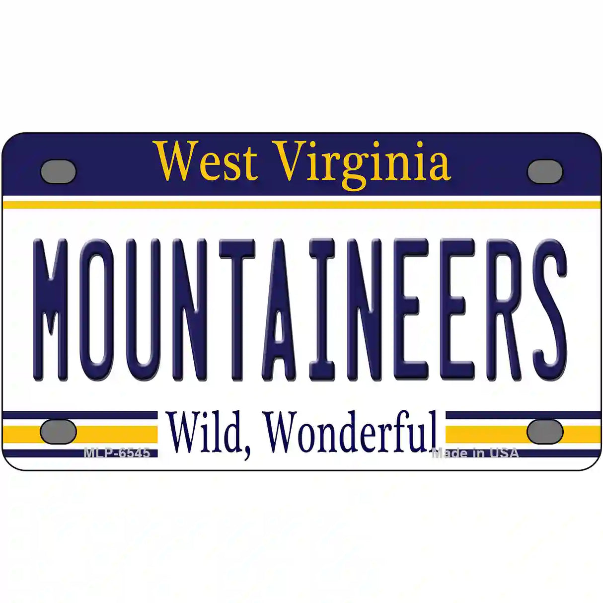 Mountaineers West Virginia Novelty Metal License Plate 4" x 2.2" (MLP)