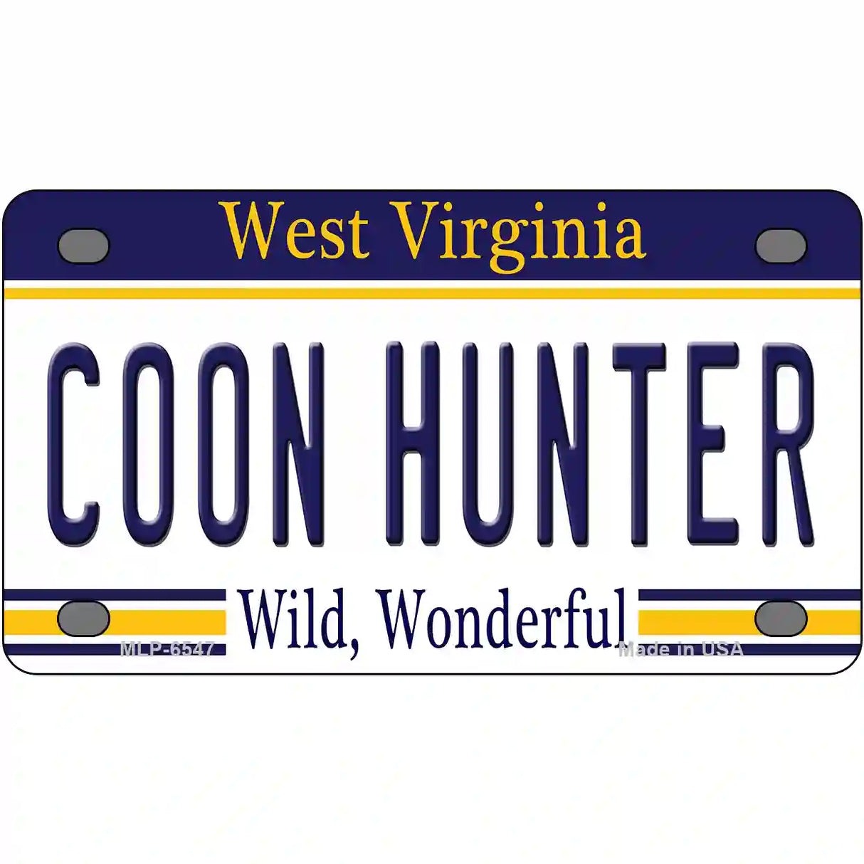 Coon Hunter West Virginia Novelty Metal License Plate 4" x 2.2" (MLP)