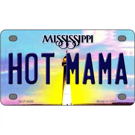 Hot Mama Mississippi Novelty Metal License Plate 4" x 2.2" (MLP)