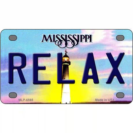 Relax Mississippi Novelty Metal License Plate 4" x 2.2" (MLP)