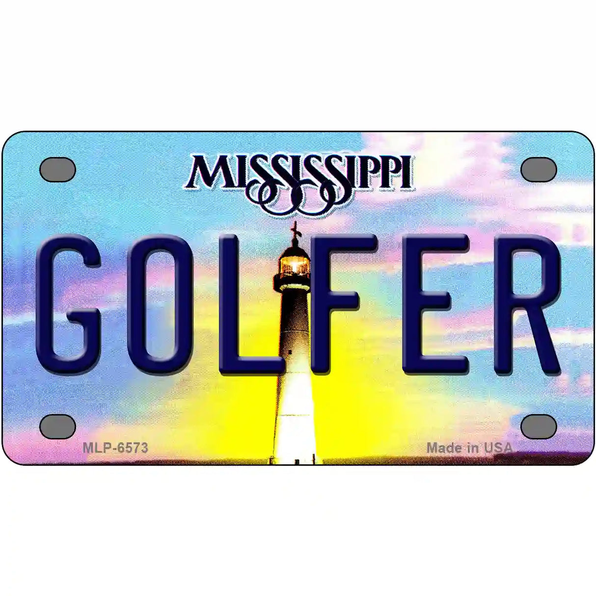 Golfer Mississippi Novelty Metal License Plate 4" x 2.2" (MLP)