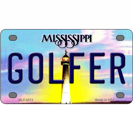 Golfer Mississippi Novelty Metal License Plate 4" x 2.2" (MLP)