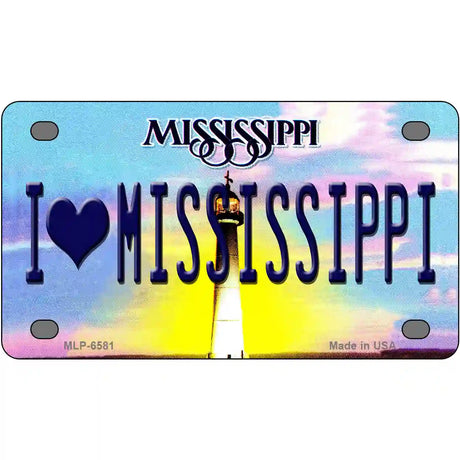 I Love Mississippi Novelty Metal License Plate 4" x 2.2" (MLP)