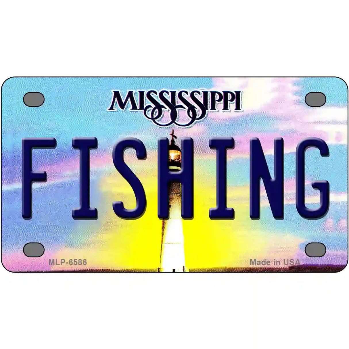 Fishing Mississippi Novelty Metal License Plate 4" x 2.2" (MLP)