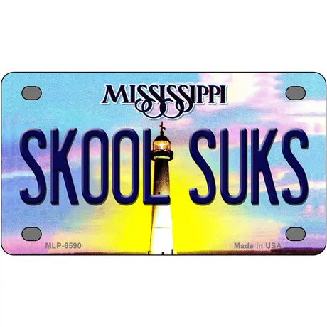 Skool Suks Mississippi Novelty Metal License Plate 4" x 2.2" (MLP)