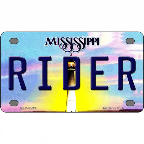 Rider Mississippi Novelty Metal License Plate 4" x 2.2" (MLP)