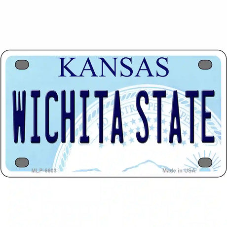 Wichita State Kansas Novelty Metal License Plate 4" x 2.2" (MLP)