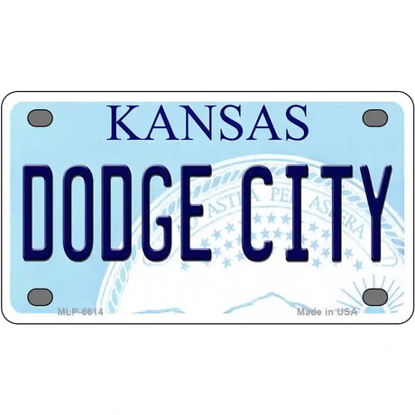 Dodge City Kansas Novelty Metal License Plate 4" x 2.2" (MLP)