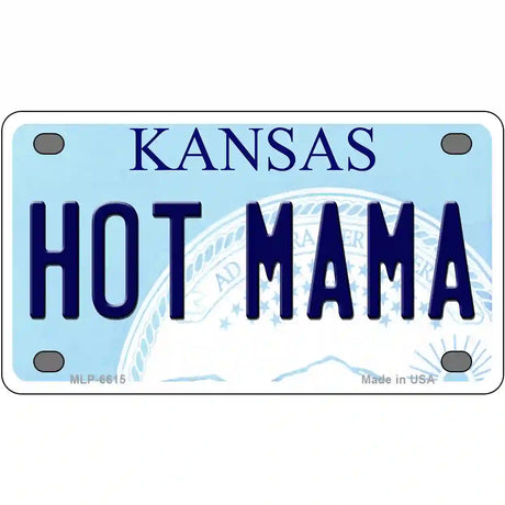 Hot Mama Kansas Novelty Metal License Plate 4" x 2.2" (MLP)