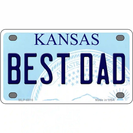 Best Dad Kansas Novelty Metal License Plate 4" x 2.2" (MLP)