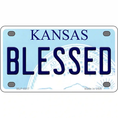 Blessed Kansas Novelty Metal License Plate 4" x 2.2" (MLP)