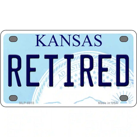 Retired Kansas Novelty Metal License Plate 4" x 2.2" (MLP)