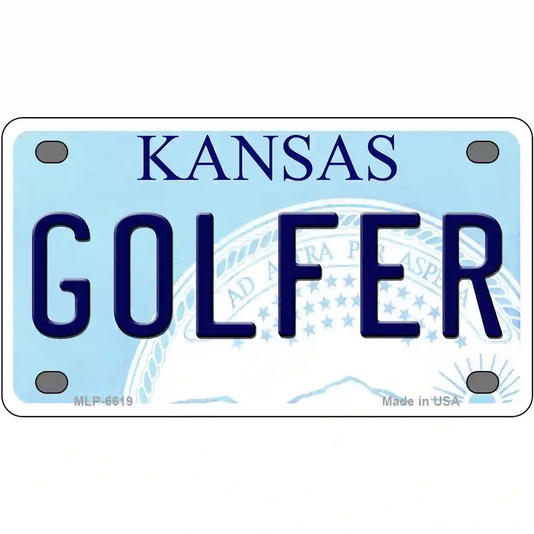 Golfer Kansas Novelty Metal License Plate 4" x 2.2" (MLP)