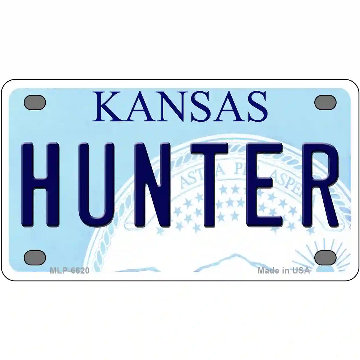 Hunter Kansas Novelty Metal License Plate 4" x 2.2" (MLP)