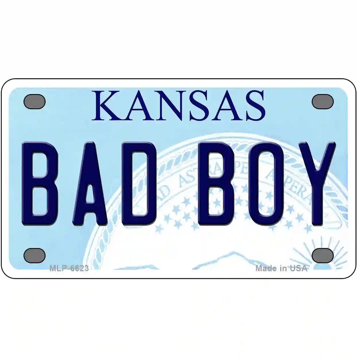 Bad Boy Kansas Novelty Metal License Plate 4" x 2.2" (MLP)