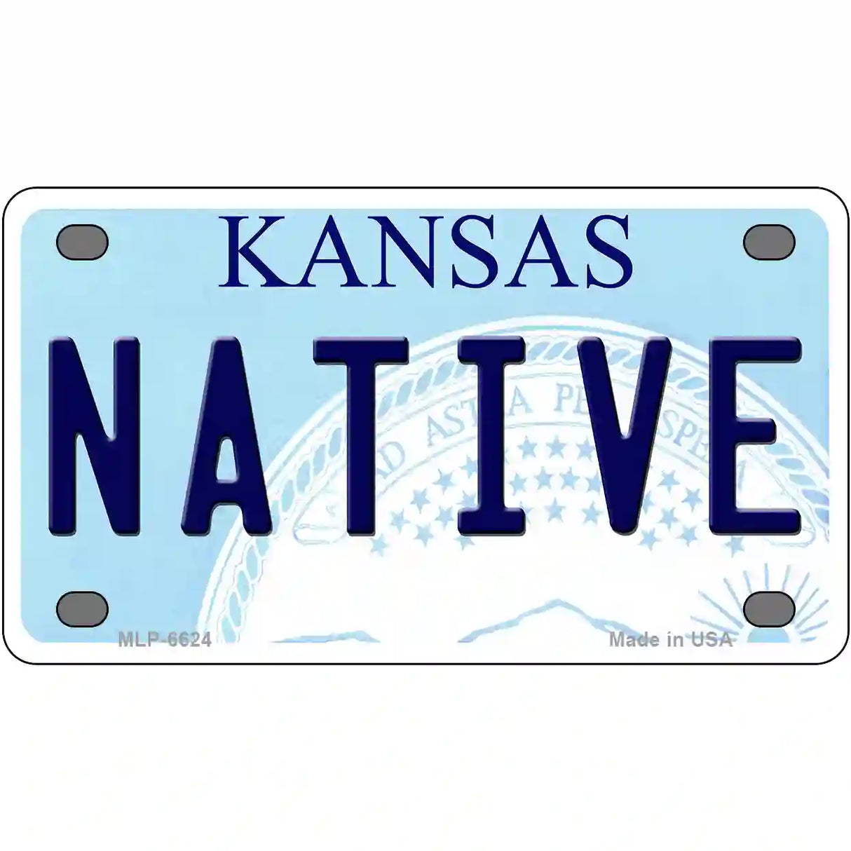 Native Kansas Novelty Metal License Plate 4" x 2.2" (MLP)