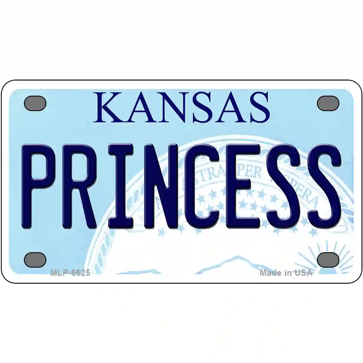 Princess Kansas Novelty Metal License Plate 4" x 2.2" (MLP)