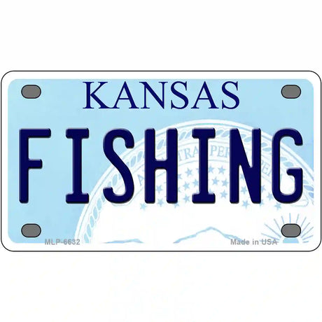 Fishing Kansas Novelty Metal License Plate 4" x 2.2" (MLP)