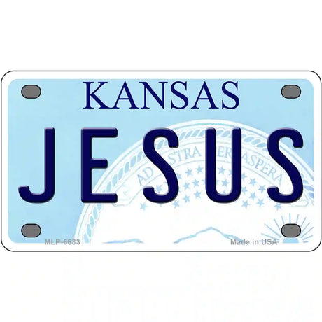 Jesus Kansas Novelty Metal License Plate 4" x 2.2" (MLP)