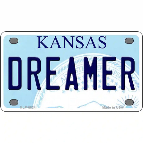 Dreamer Kansas Novelty Metal License Plate 4" x 2.2" (MLP)