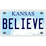 Believe Kansas Novelty Metal License Plate 4" x 2.2" (MLP)