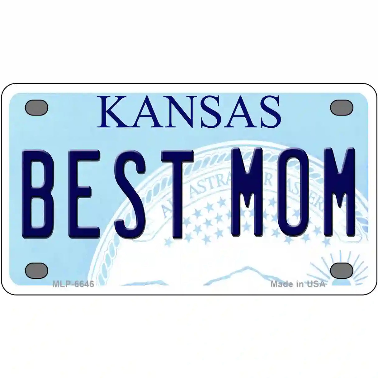 Best Mom Kansas Novelty Metal License Plate 4" x 2.2" (MLP)