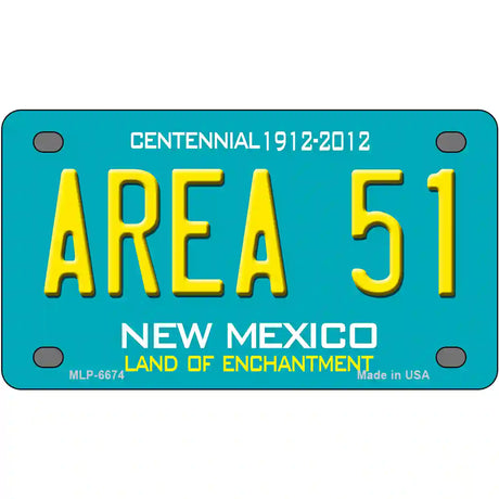 Area 51 New Mexico Novelty Metal License Plate 4" x 2.2" (MLP)