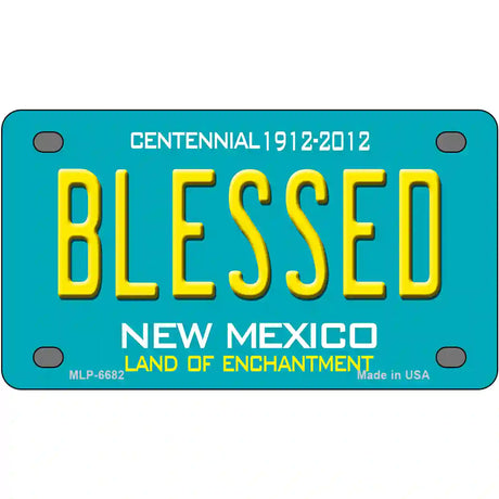 Blessed New Mexico Novelty Metal License Plate 4" x 2.2" (MLP)