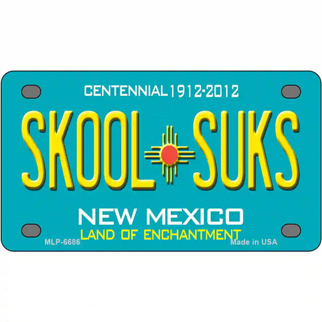 Skool Suks New Mexico Novelty Metal License Plate 4" x 2.2" (MLP)