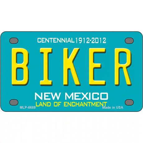 Biker New Mexico Novelty Metal License Plate 4" x 2.2" (MLP)