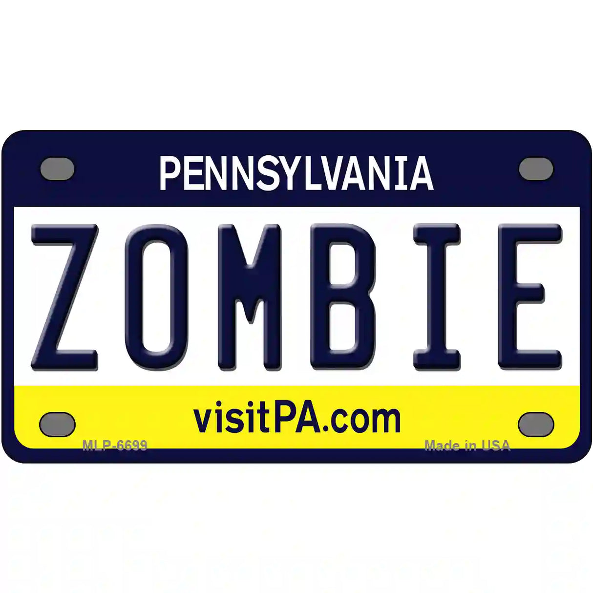 Zombie Pennsylvania State Novelty Metal License Plate 4" x 2.2" (MLP)