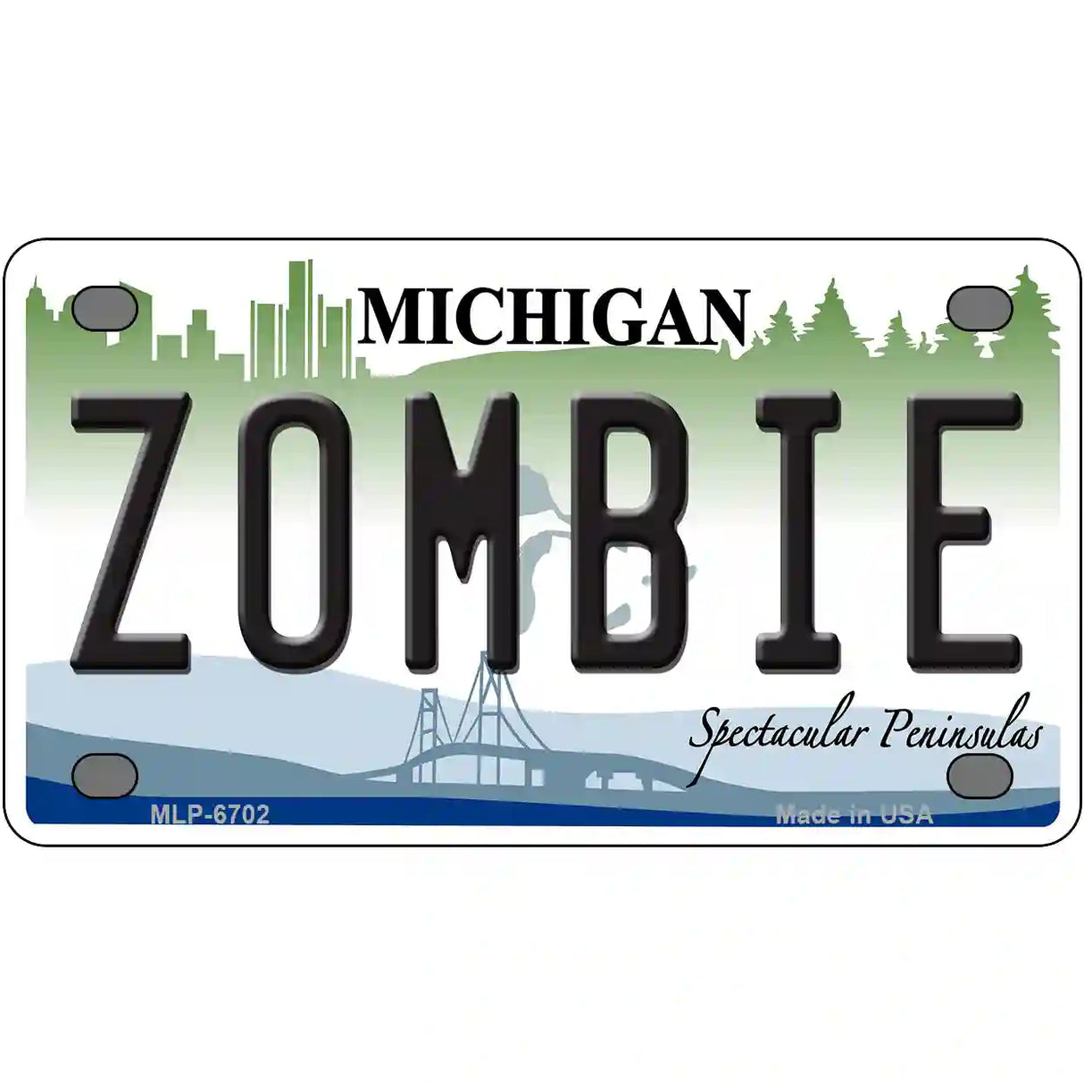 Zombie Michigan Metal Novelty License Plate 4" x 2.2" (MLP)