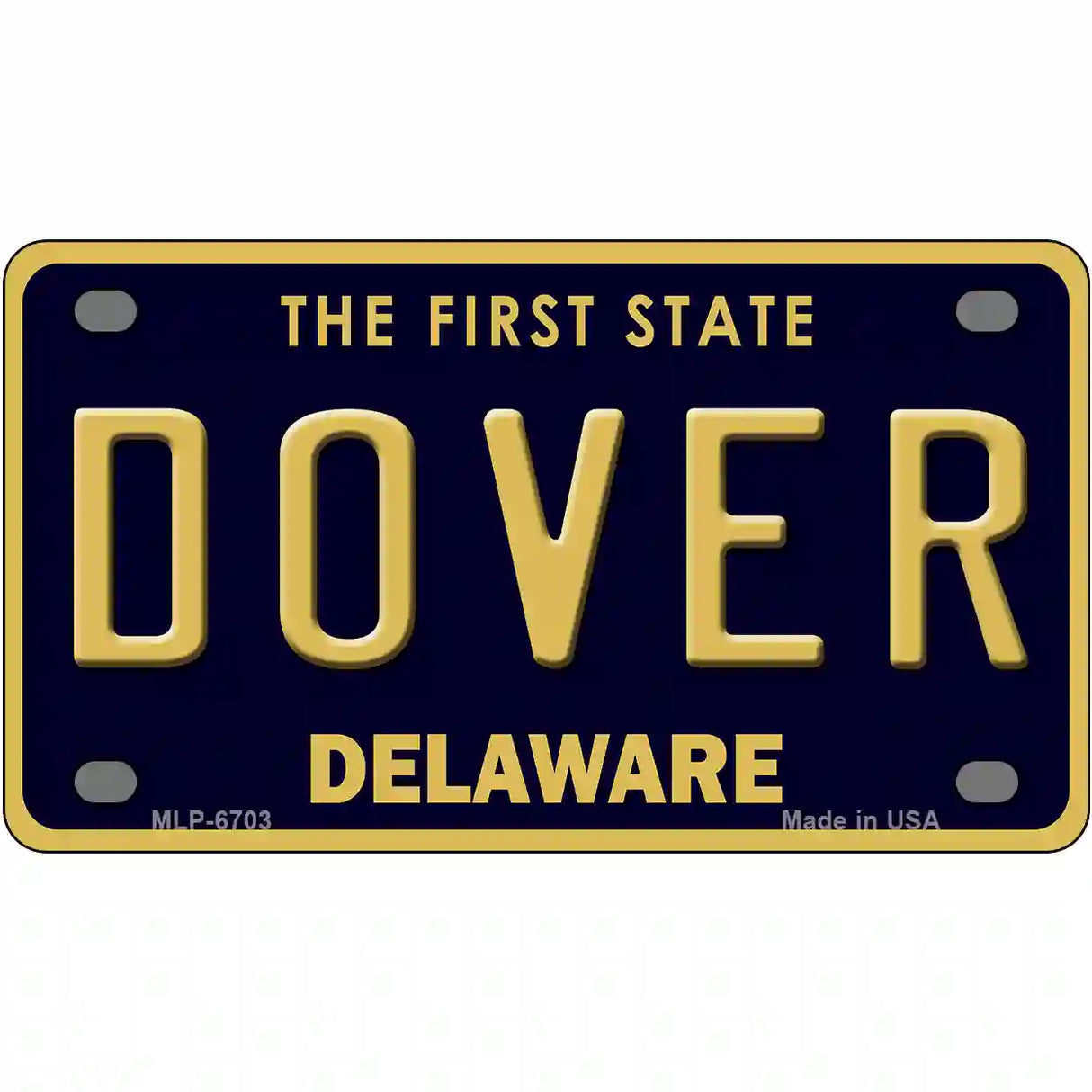 Dover Delaware Novelty Metal License Plate 4" x 2.2" (MLP)