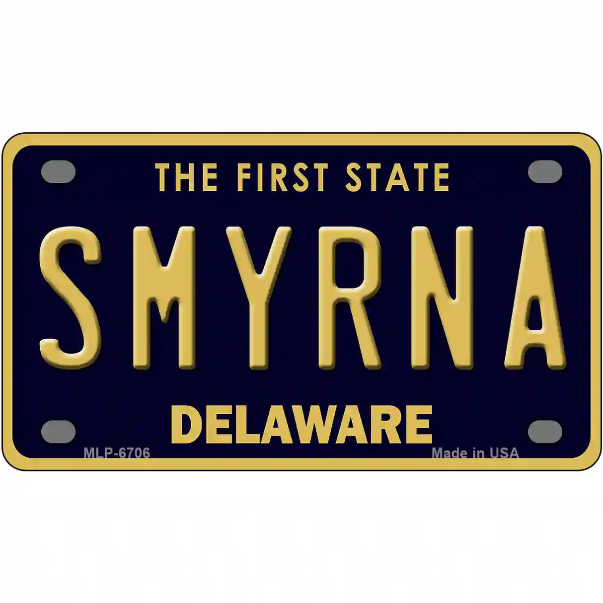 Smyrna Delaware Novelty Metal License Plate 4" x 2.2" (MLP)