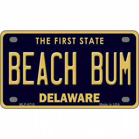 Beach Bum Delaware Novelty Metal License Plate 4" x 2.2" (MLP)