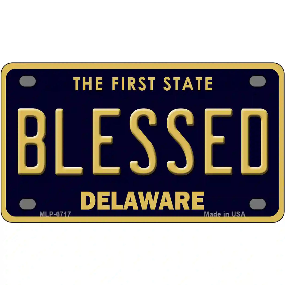 Blessed Delaware Novelty Metal License Plate 4" x 2.2" (MLP)