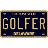 Golfer Delaware Novelty Metal License Plate 4" x 2.2" (MLP)