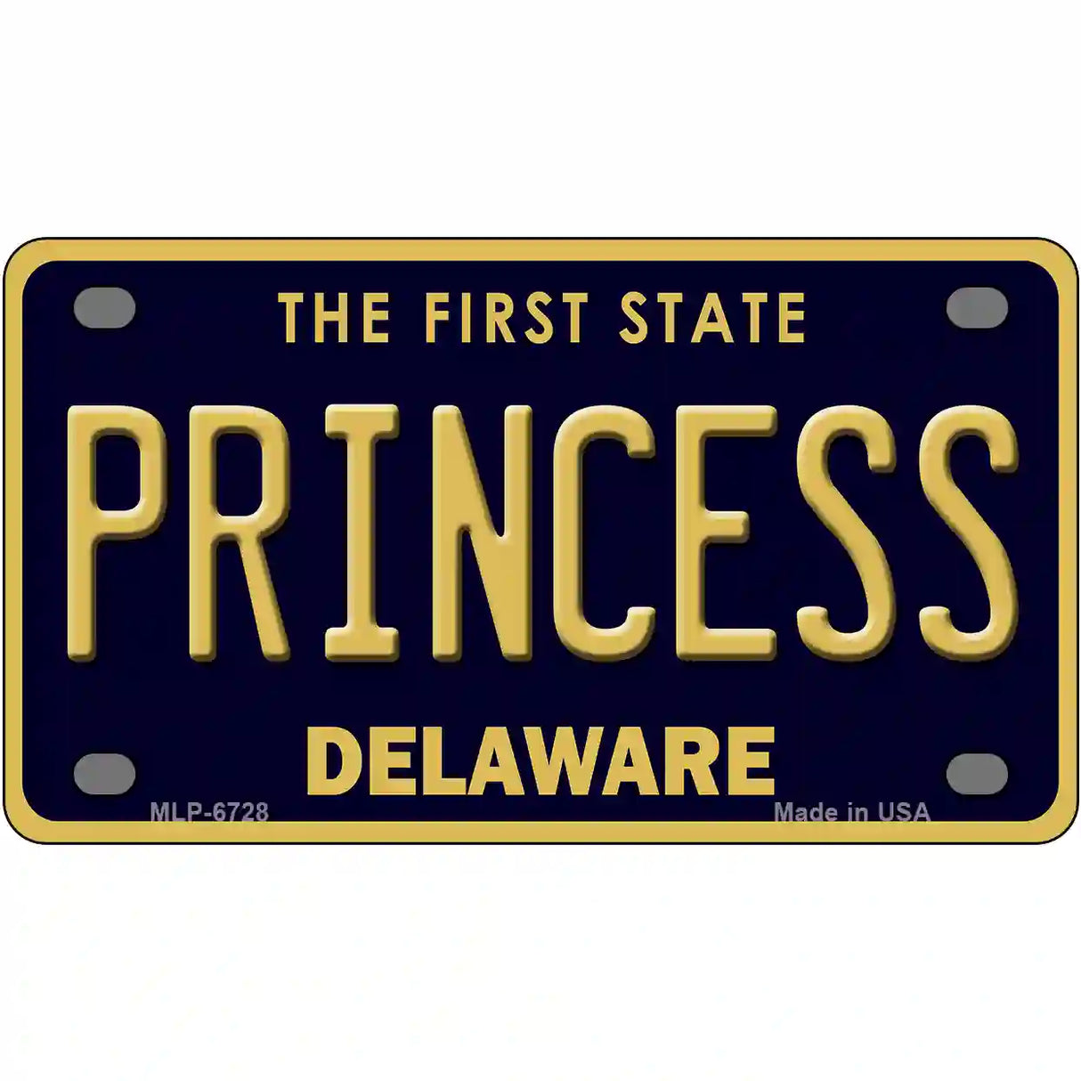 Princess Delaware Novelty Metal License Plate 4" x 2.2" (MLP)