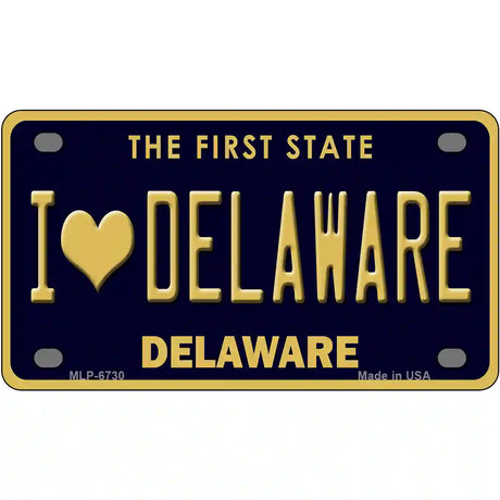 I Love Delaware Novelty Metal License Plate 4" x 2.2" (MLP)