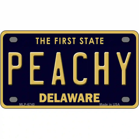 Peachy Delaware Novelty Metal License Plate 4" x 2.2" (MLP)