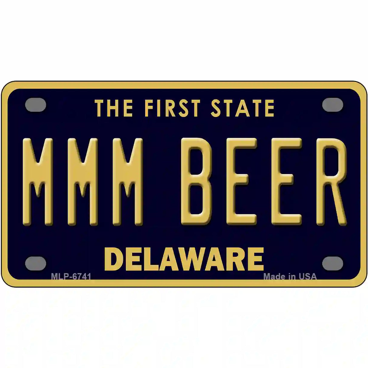 MMM Beer Delaware Novelty Metal License Plate 4" x 2.2" (MLP)