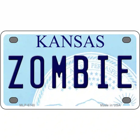 Zombie Kansas Novelty Metal License Plate 4" x 2.2" (MLP)