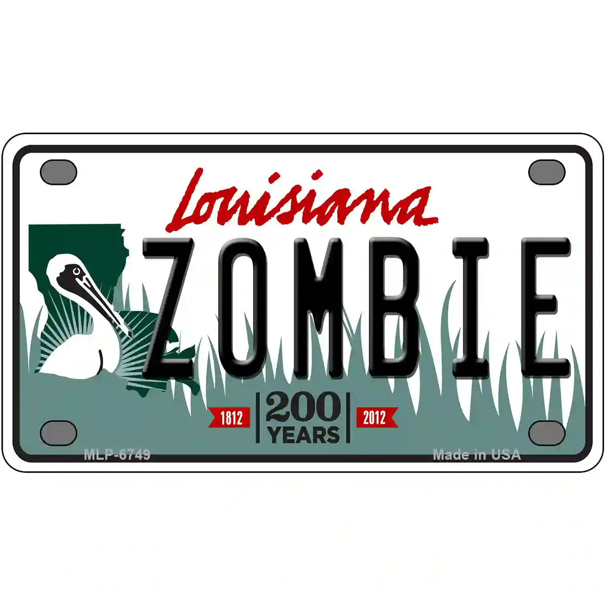 Zombie Louisiana Novelty Metal License Plate 4" x 2.2" (MLP)