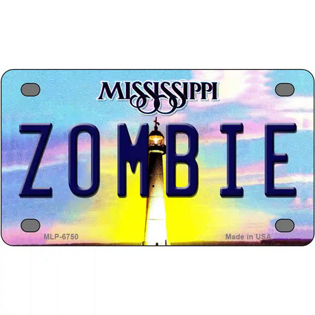 Zombie Mississippi Novelty Metal License Plate 4" x 2.2" (MLP)