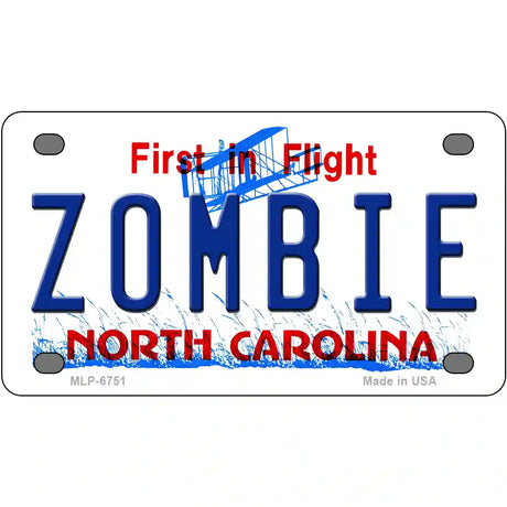 Zombie North Carolina Novelty Metal License Plate 4" x 2.2" (MLP)