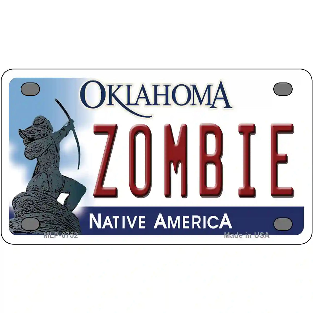 Zombie Oklahoma Novelty Metal License Plate 4" x 2.2" (MLP)